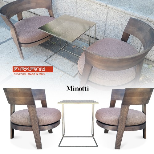최고급 이태리 플렉스폼(FLEXFROM)의지+이태리 미노띠(Minotti)금속 탁자